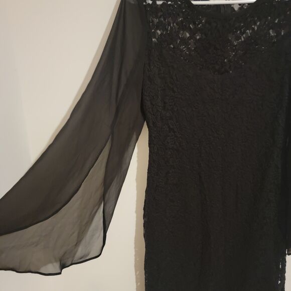 Vintage Connected Apparel Size 6 Dress Knee Length Scalloped Black Witchy Goth - Picture 5 of 10